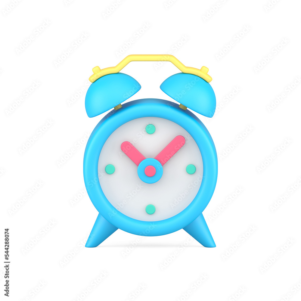 Aufkleber classic vintage round alarm clock with arrows pointing minutes and hours front view 3d icon