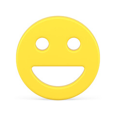 Smiley yellow glossy happy face eyes open mouth realistic 3d icon