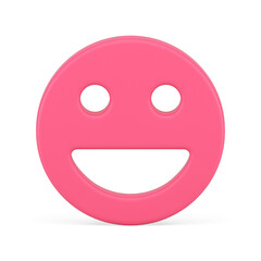 Fototapeta premium Pink glossy smile emoticon emoji happy character facial expression circle 3d icon