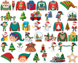 Obraz na płótnie Canvas Christmas characters and elements set