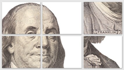 Banner with Portrait of U.S. president Benjamin Franklin