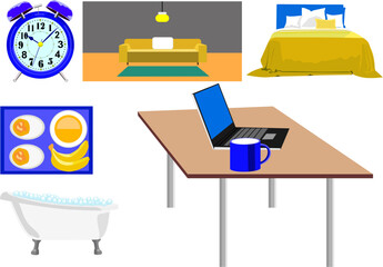 Daily routine isolated on the white background