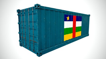 Isolated 3d rendering shipping sea cargo container textured with National flag of Central Arican Republic.