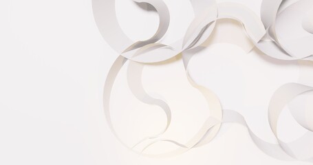 Abstract white background curves shapes cutting paper 3d render