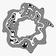 Black and white abstract circle wave design, optical illusion.