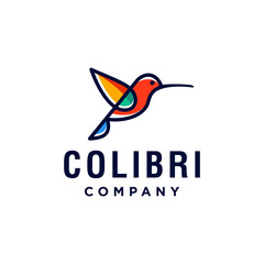 colibri bird logo. abstract hummingbird icon logo vector illustration in trendy line outline art style