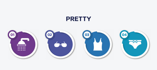 infographic element template with pretty filled icons such as bathing, sun glasses, tank top, underclothing vector.