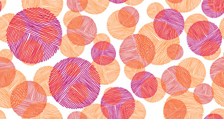 Fototapeta na wymiar Scribble circle shapes of lines seamless pattern graphic design