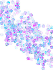 Violet spangles confetti scatter vector background. Bright shimmering bead elements party decoration flatlay. Birthday confetti placer glowing texture.