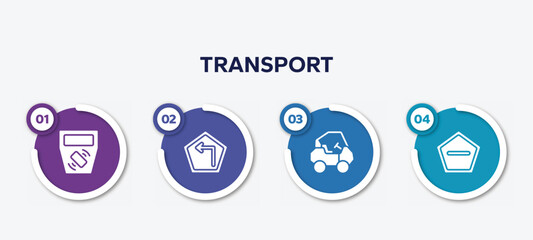 infographic element template with transport filled icons such as ticket validator, left turn, all terrain, do not enter vector.