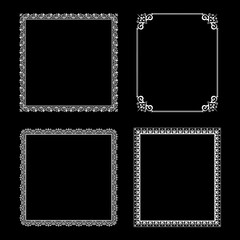 Set of decorative frames Elegant vector element for design in Eastern style, place for text. Floral black and white borders. Lace illustration for invitations and greeting cards.