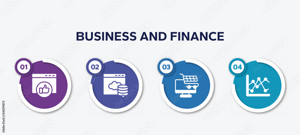 Poster infographic element template with business and finance filled icons such as favorite web, web server