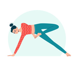 Woman doing yoga pose. Concept illustration for yoga, pilates and healthy lifestyle.