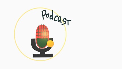 Animated Podcast Intro Isolated on White Background.