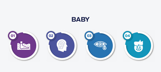 infographic element template with baby filled icons such as thalassotherapy, allergy, conjunctivitis, dad vector.
