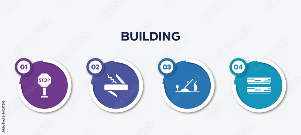 Poster infographic element template with building filled icons such as stopping, jackknife, plane controls,
