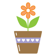 a single vector clipart flower in a pot. Multicolored house plant ,simple flat style illustration.