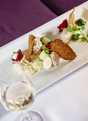 gourmet salad in the restaurant