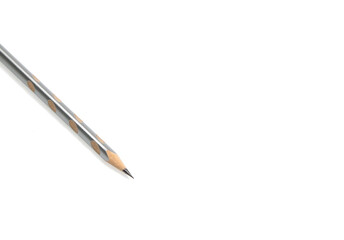 silver pencil showing a point on a white background with space for any text