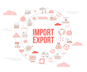 import and export concept with icon set template banner and circle round shape