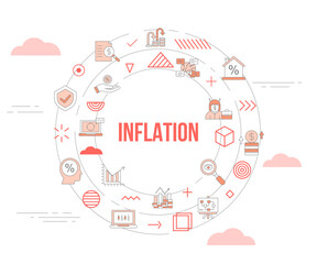 inflation concept with icon set template banner and circle round shape