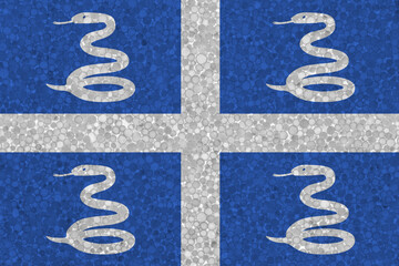 Flag of Martinique on styrofoam texture. national flag painted on the surface of plastic foam