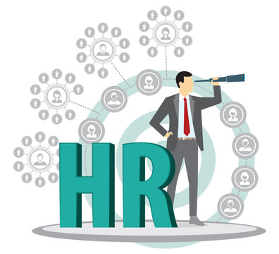 HR manager. Search for employees. Recruitment of staff in the company. Business illustration.