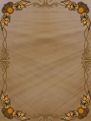  frame gold with ornament in wood illustration background