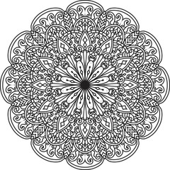 Anti-stress coloring book page for adults.Doodle pattern with ethnic mandala ornament.