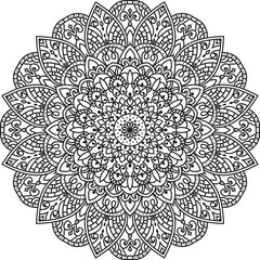Anti-stress coloring book page for adults.Doodle pattern with ethnic mandala ornament.