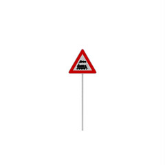 Danger road sign train ahead