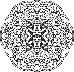 Anti-stress coloring book page for adults.Doodle pattern with ethnic mandala ornament.