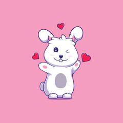 cute bunny illustration suitable for mascot sticker and t-shirt design