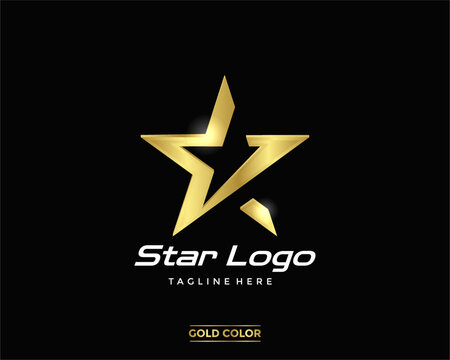 vector gold color star design logo