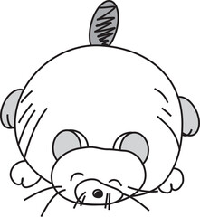Draw funny cat sleeps on the floor  vector illustration character  funny cat. Doodle cartoon style.