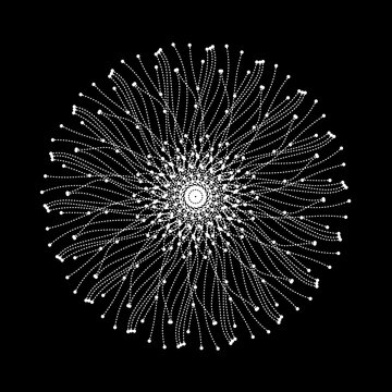 graphic dandelion mandala bright white on black