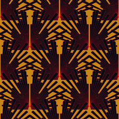art deco style seamless pattern gold red shades - 544306096