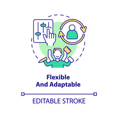 Flexible and adaptable concept icon. Advantage of non formal education abstract idea thin line illustration. Isolated outline drawing. Editable stroke. Arial, Myriad Pro-Bold fonts used