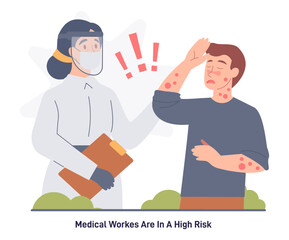 Monkeypox virus infographic. Medical workers risk, viral infection