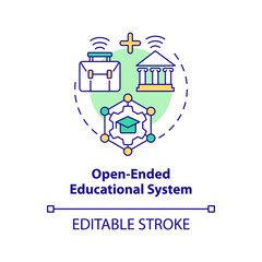 Fototapeta na wymiar Open ended educational system concept icon. Benefit of non formal education abstract idea thin line illustration. Isolated outline drawing. Editable stroke. Arial, Myriad Pro-Bold fonts used