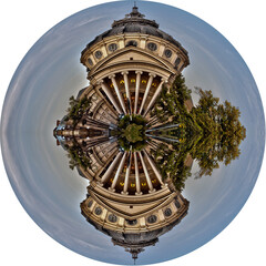 The Romanian Athenaeum in Bucharest, Romania, cultural building. Circular photo.