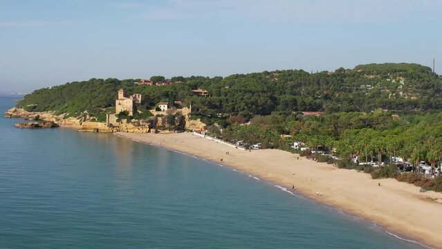 Mediterranean beach castle of Castell de Tamarit on the costa Brava in northern spain