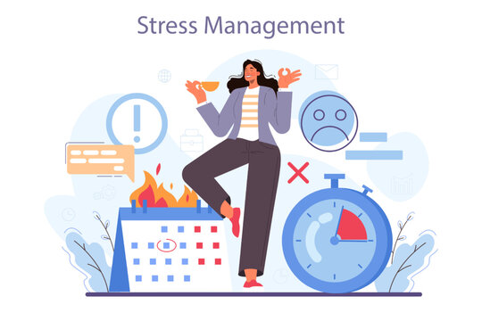 Soft skills concept. Business people or employee with stress management skill