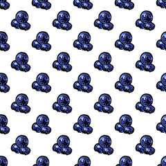 Seamless pattern with colored hand drawn blueberry. Suitable for packaging, wrappers, surface and fabric design. PNG illustration