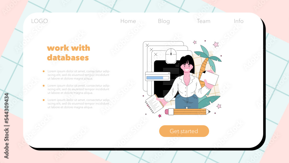 Poster big data analytics web banner or landing page. big data specialist