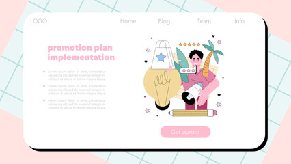 Brand manager web banner or landing page. Specialist developing