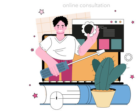 Website programming online service or platform. Content management