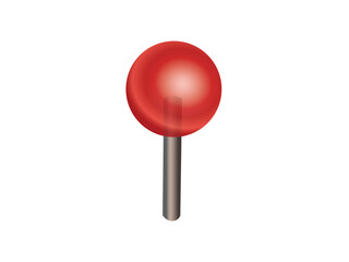 Red round head location pushpin icon on transparent background