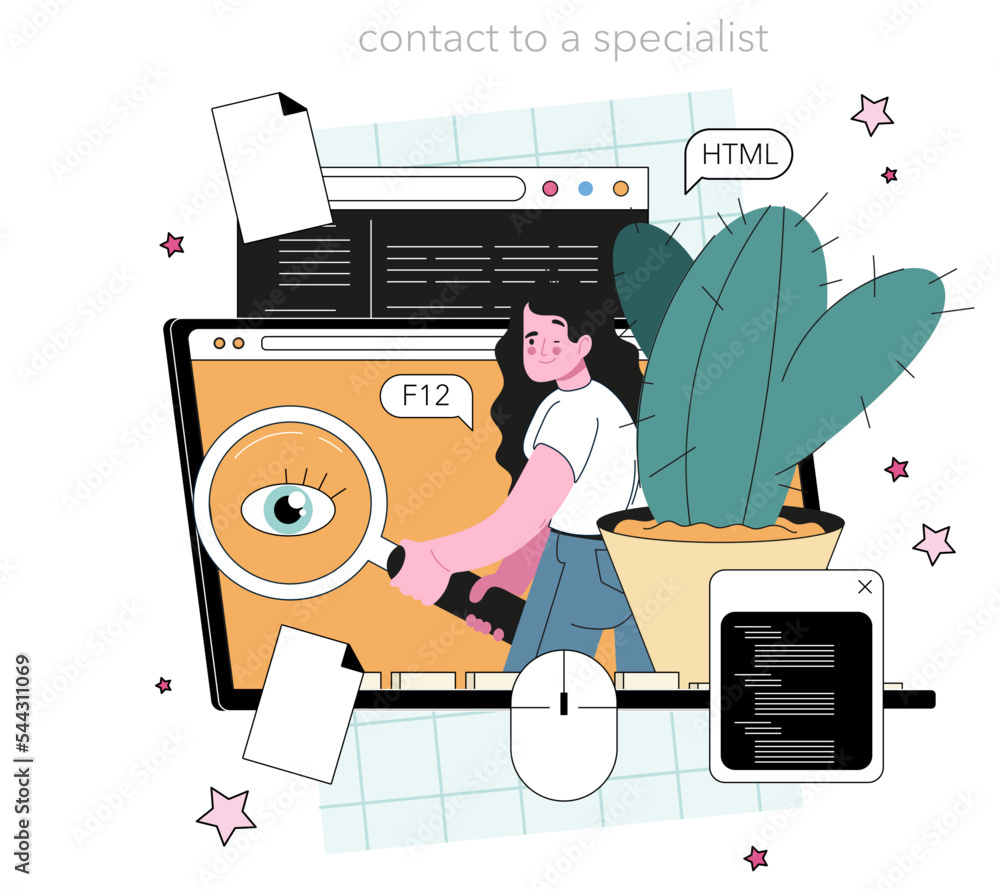 Poster software developer online service or platform set. idea of programming
