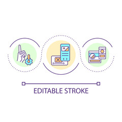 Responsive design importance loop concept icon. Web platform and page orientation. User interface abstract idea thin line illustration. Isolated outline drawing. Editable stroke. Arial font used